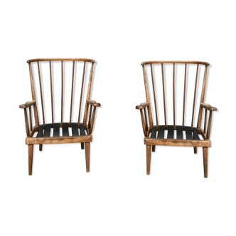 Baumann 'Eventaille' 1960 vintage armchair pair