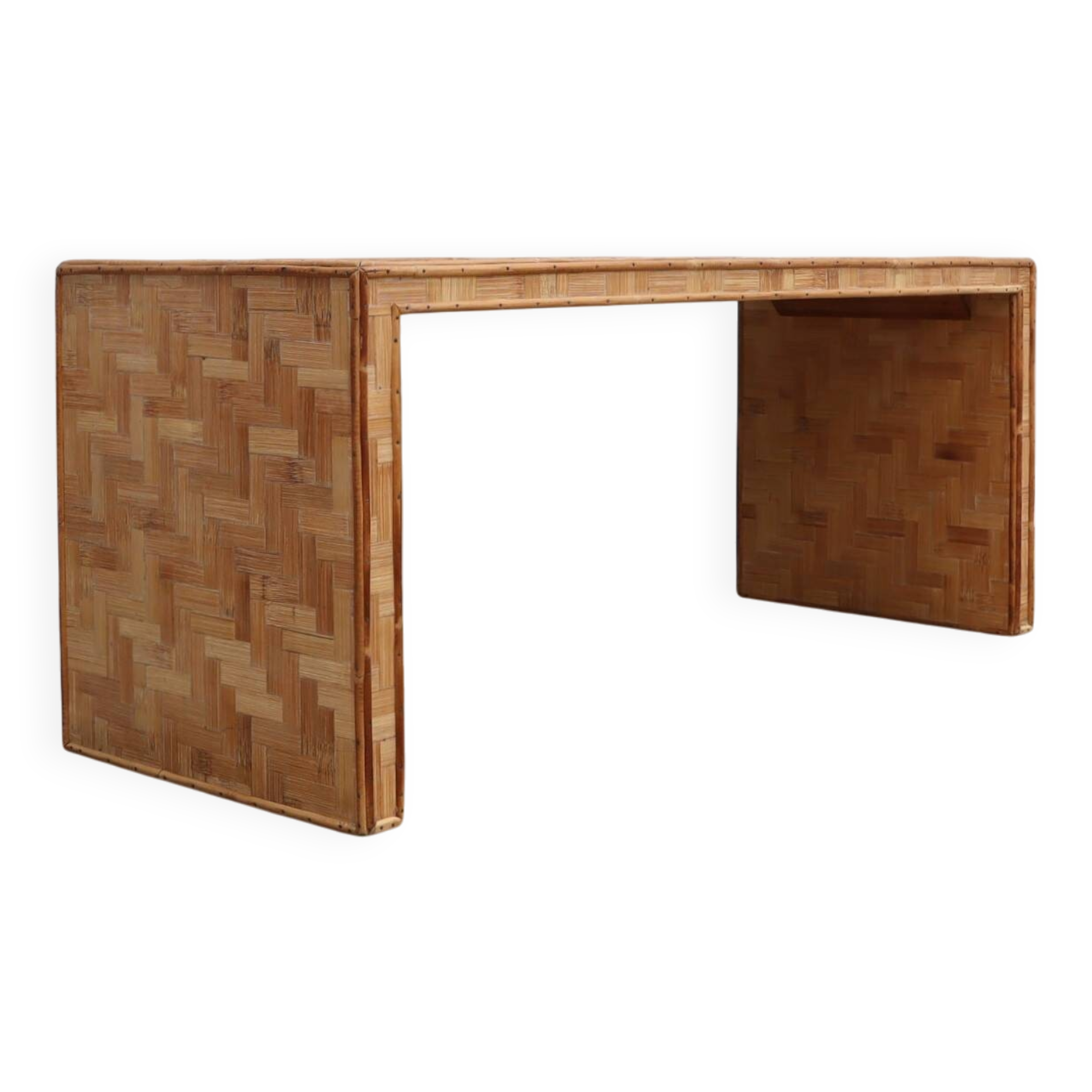 1970s minimalist bamboo & rattan bench by Vivai del Sud