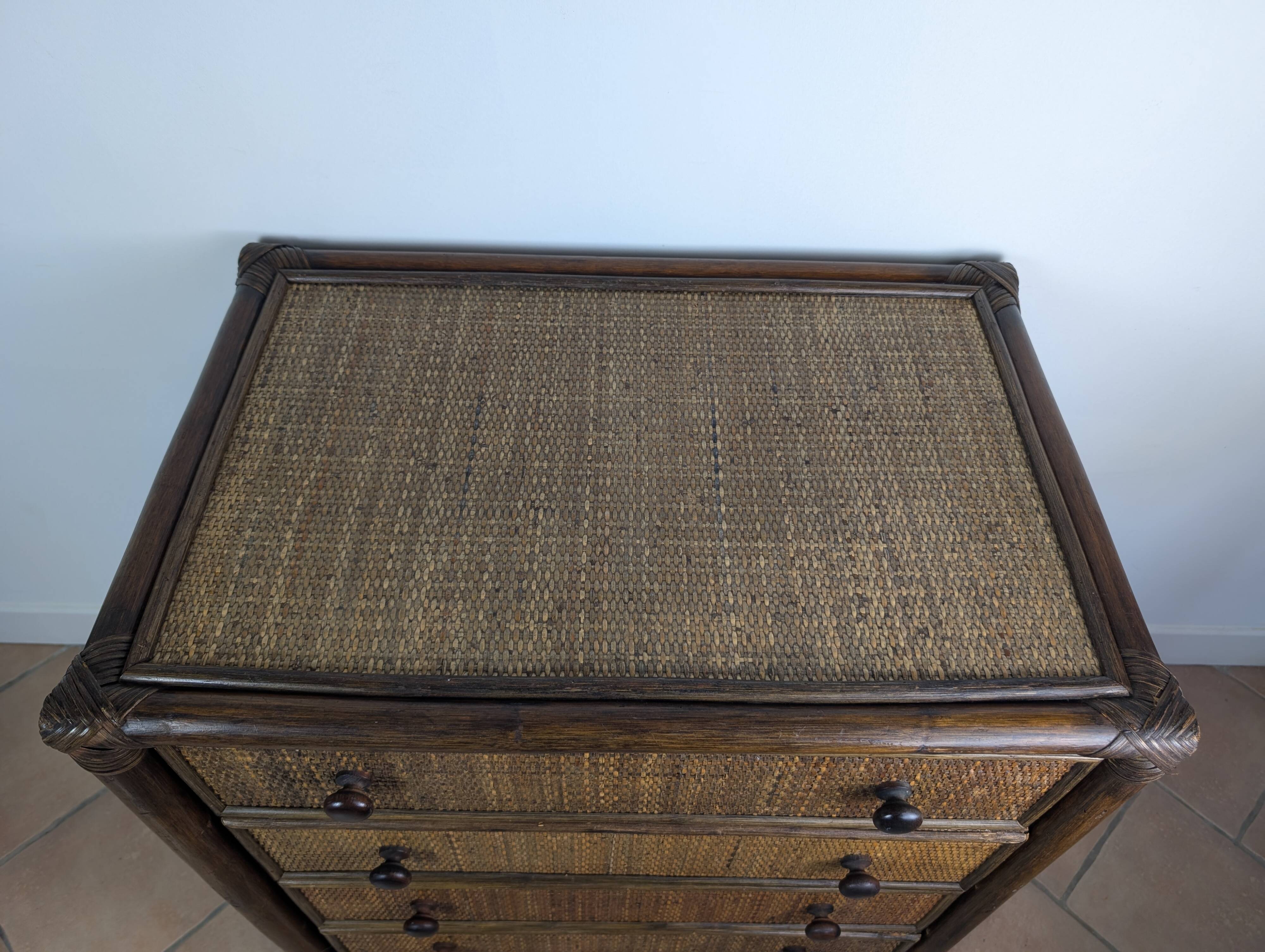 Commode bambou et rotin
