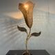 Large midcentury rattan wicker flower table lamp, 1960s
