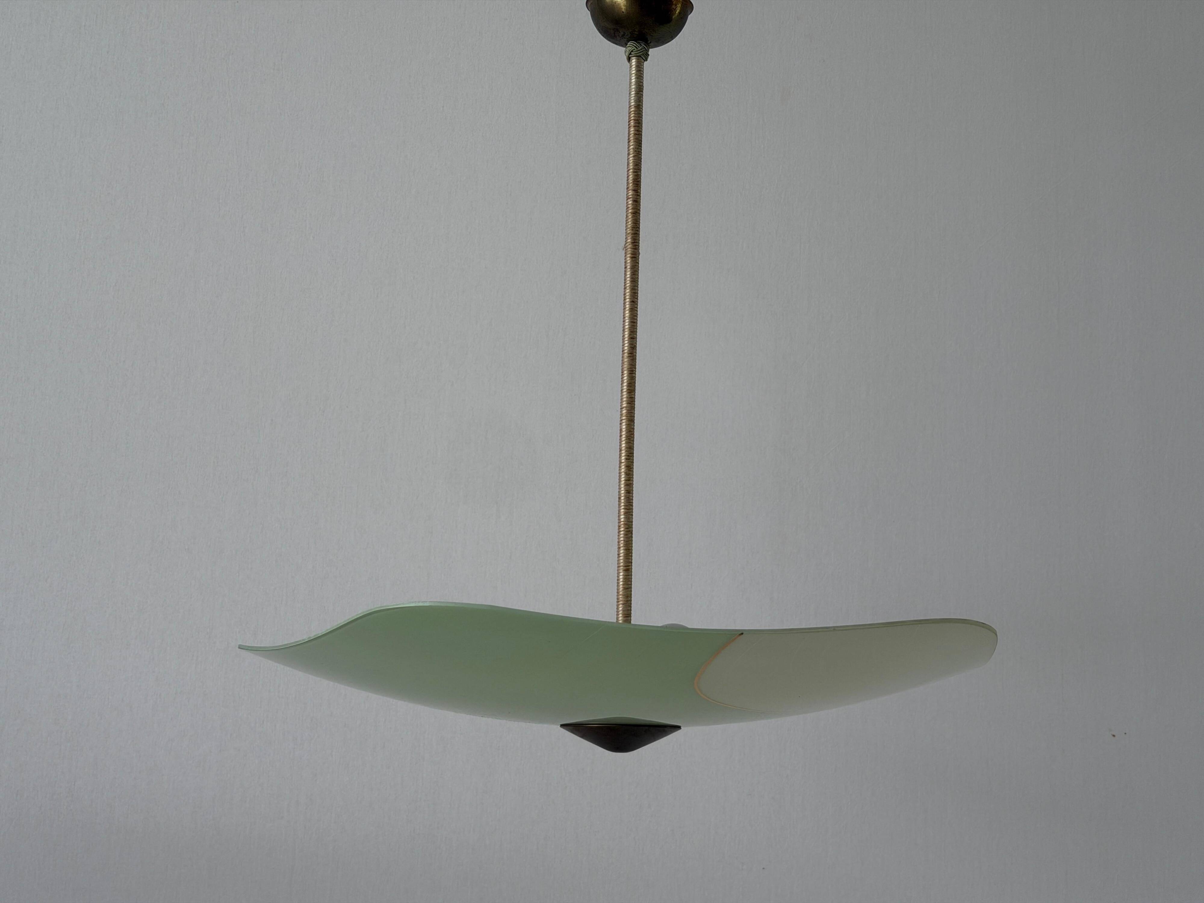 Art Deco pentagonal green glass ceiling light, 1940s, Germany