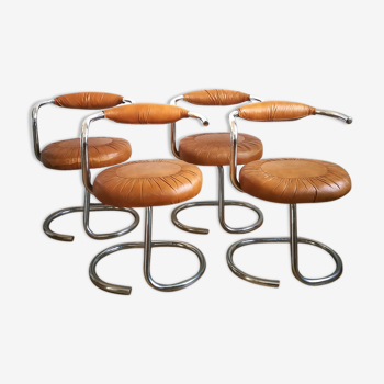 4 chairs Giotto Stoppino cognac