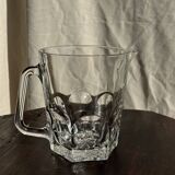 Large glass water jug with handle, hexagonal base, H15 D20.