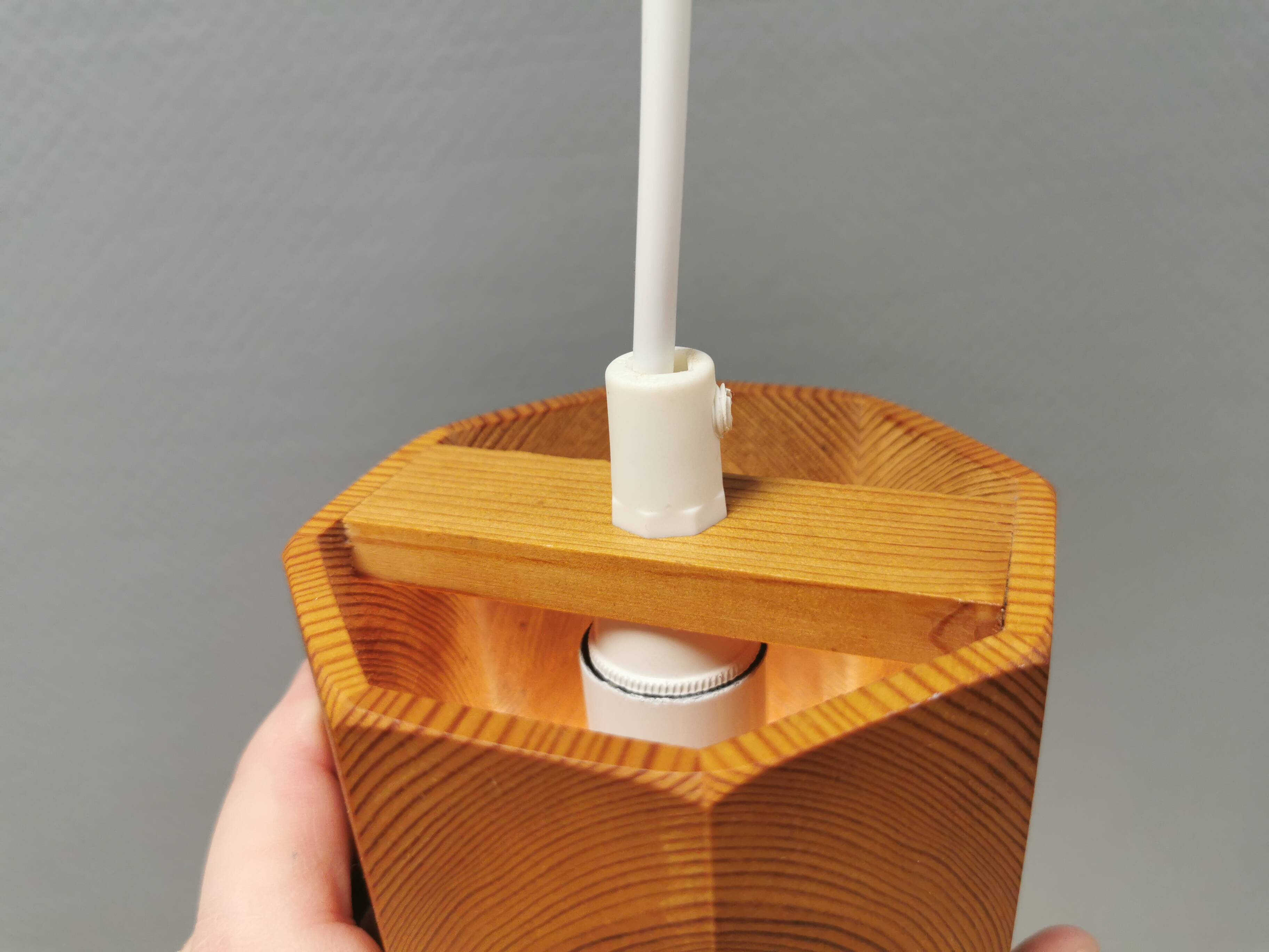 Small pine hanging lamp, swedish 1970-80s