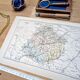 Printed in 1889, map of Sarthe. Authentic Vintage