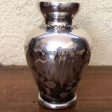 Glass vase with silver overlay