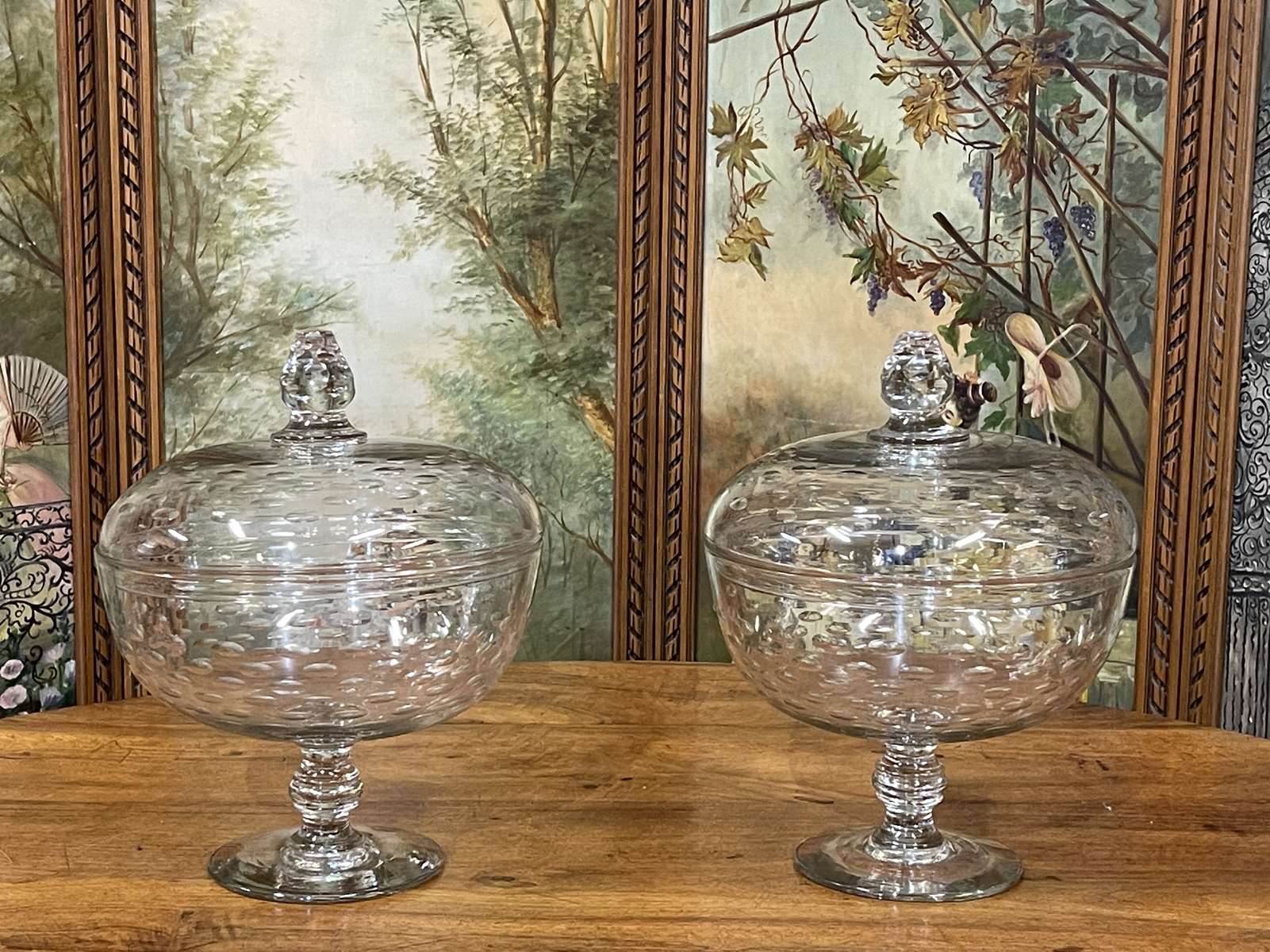 Pair of large blown glass drapes of the nineteenth century