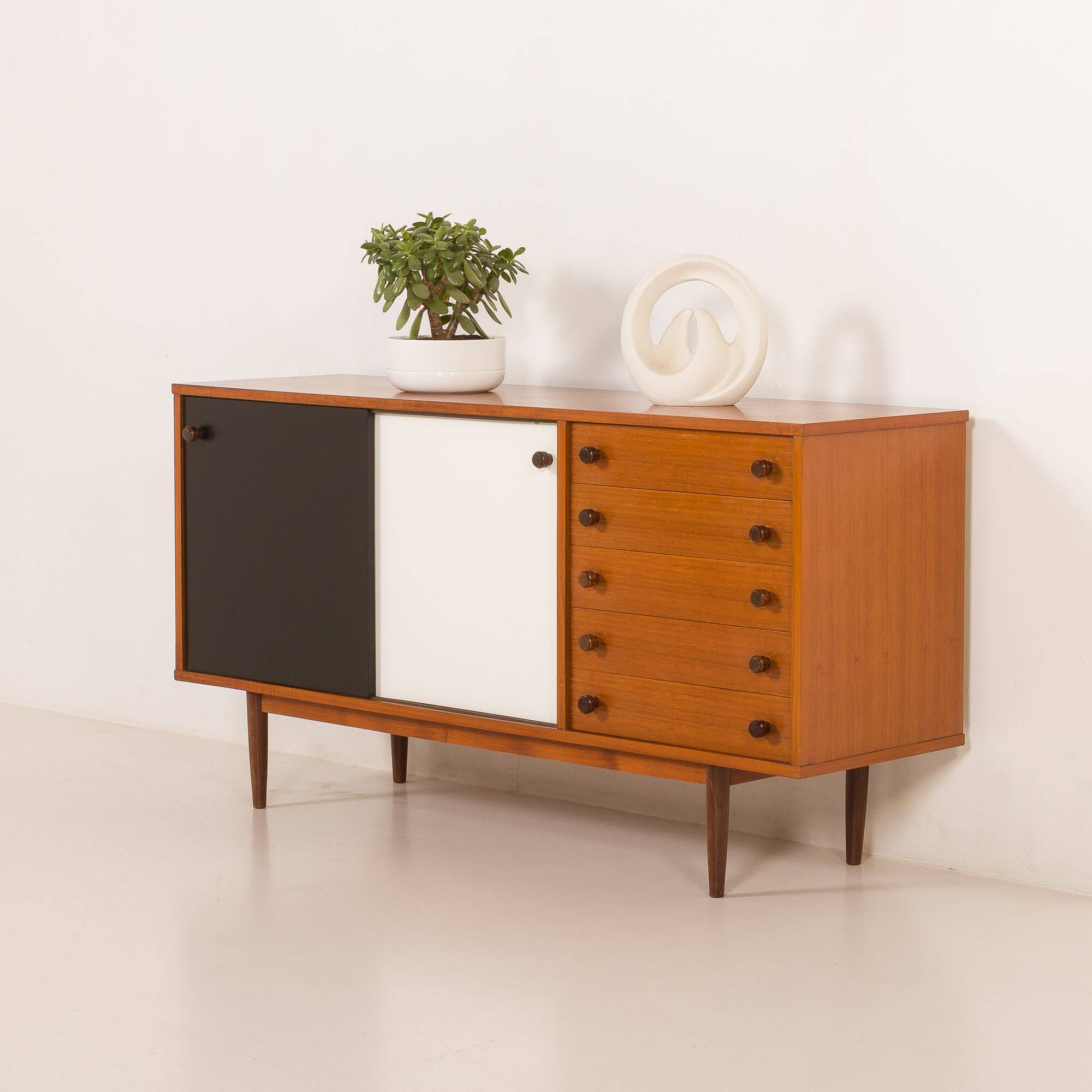 Vintage teak sideboard in the style of Charlotte Perriand, 1970s
