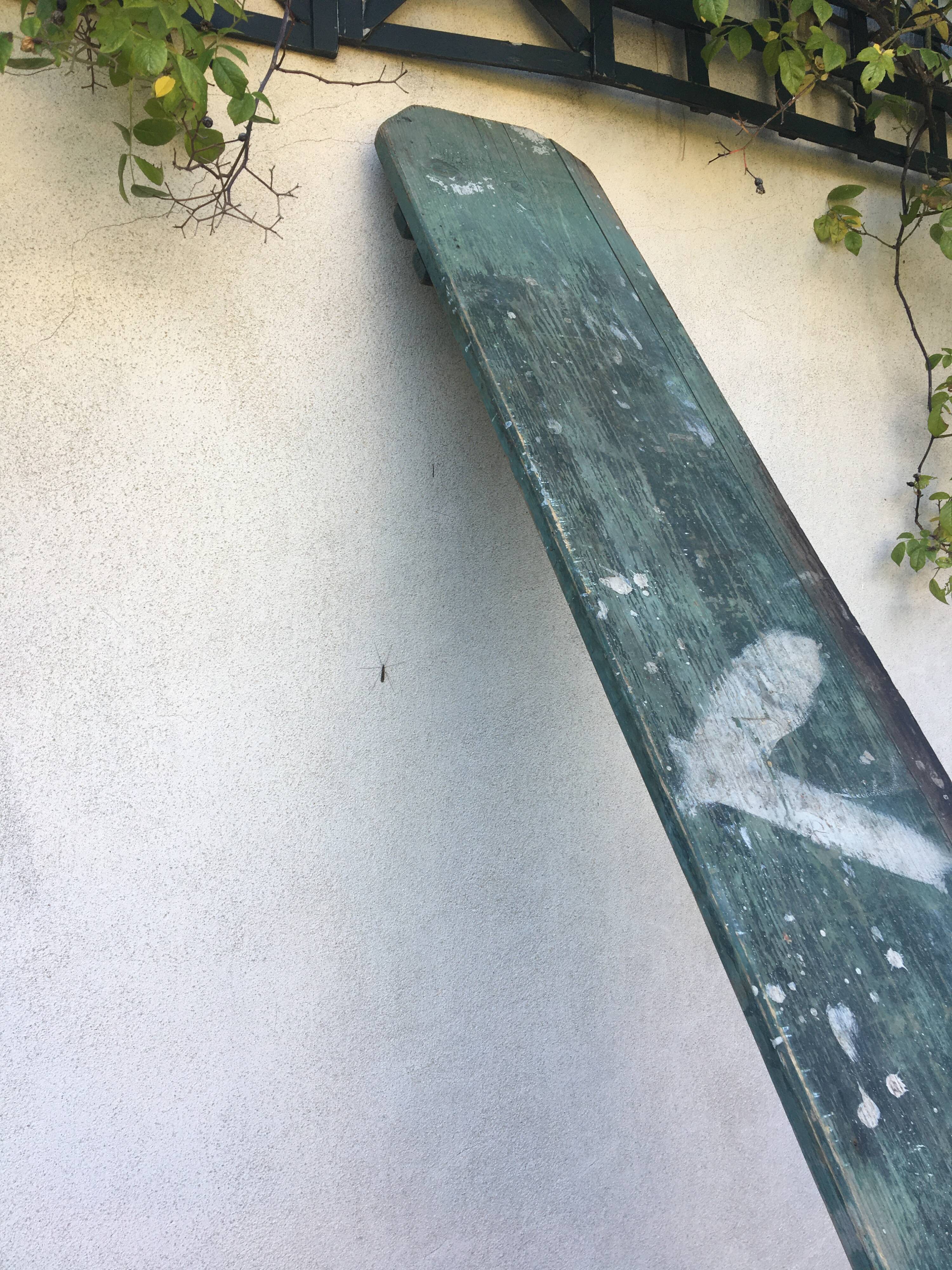 Wooden trestle bench