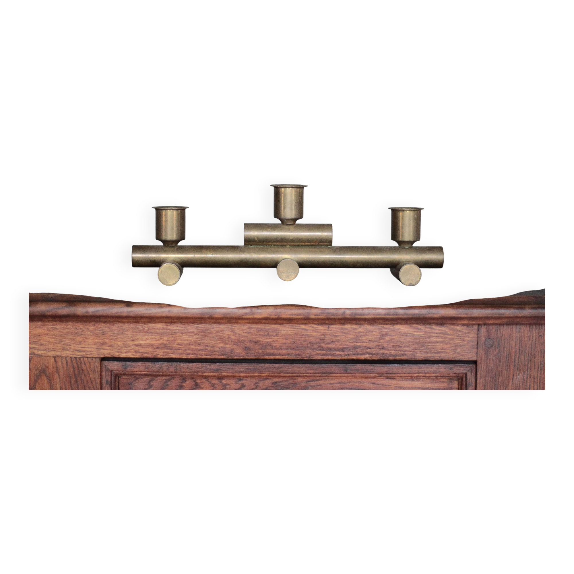 vintage candle holder, signed bronze candle holder, modernist, brutalist