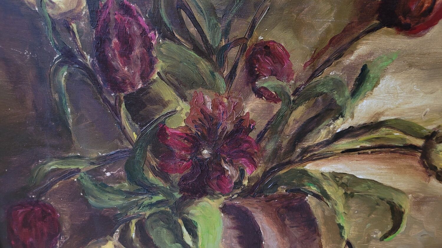 Huile sur bois, Les tulipes