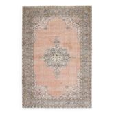 Tapis turc Oushak fait main en laine et coton rose 210x308 des années 1970