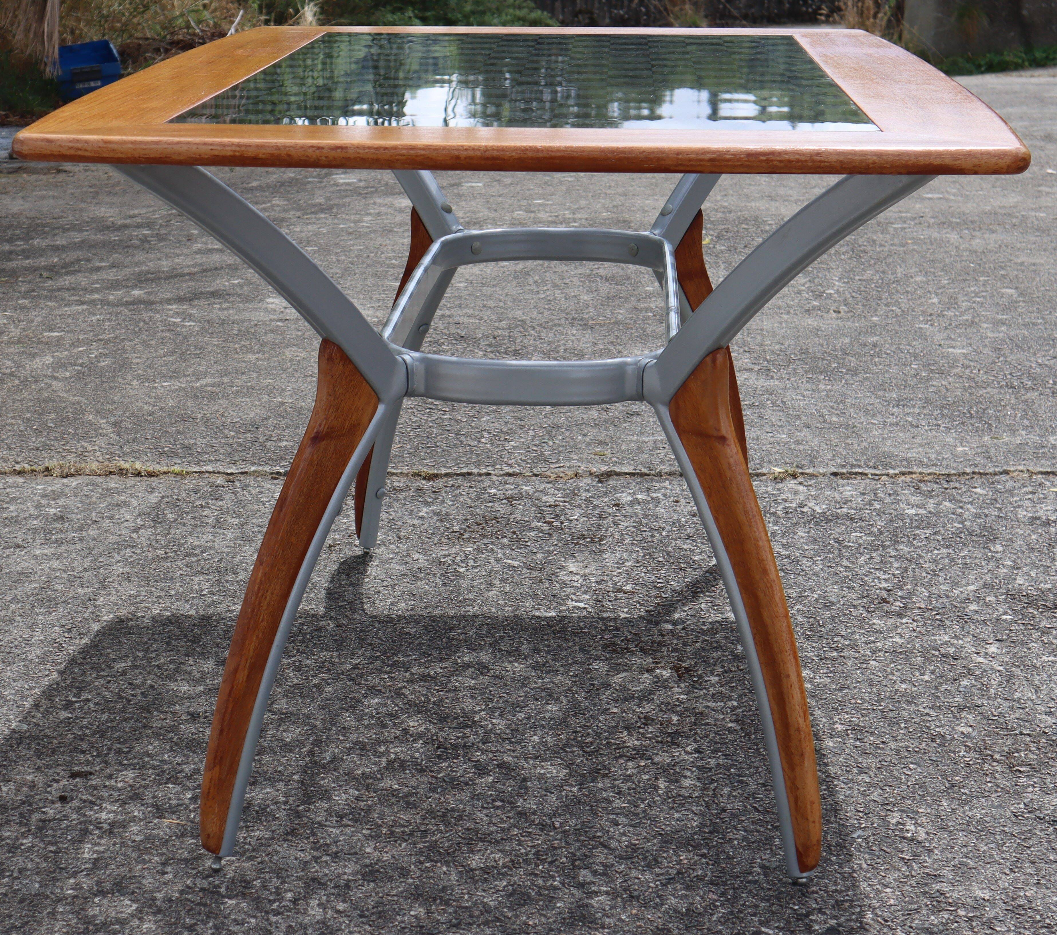 Italian Glass-Wood and Metal Dining Table - Italian Design Dinner Table - 8