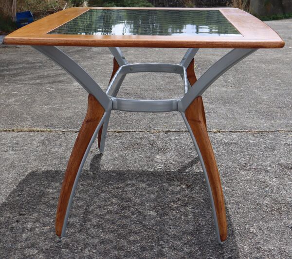 Table à manger italienne en verre, bois et métal - Table à manger design italien - 80