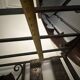 Art deco wrought iron coat rack and Degue lamp