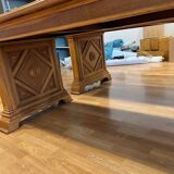 Pair of monumental industrial work tables in solid oak – 1930s