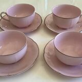 4 Tasses à  café vintage 40 / rose/filet argent