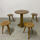Set table and 4 wooden stools bistrot design of the 50