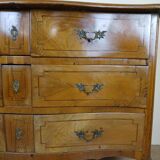 Louis XV period curved chest of drawers in elm and marquetry fillets circa 1750