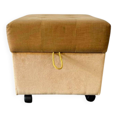 Pouf vintage / repose-pieds avec espace de rangement