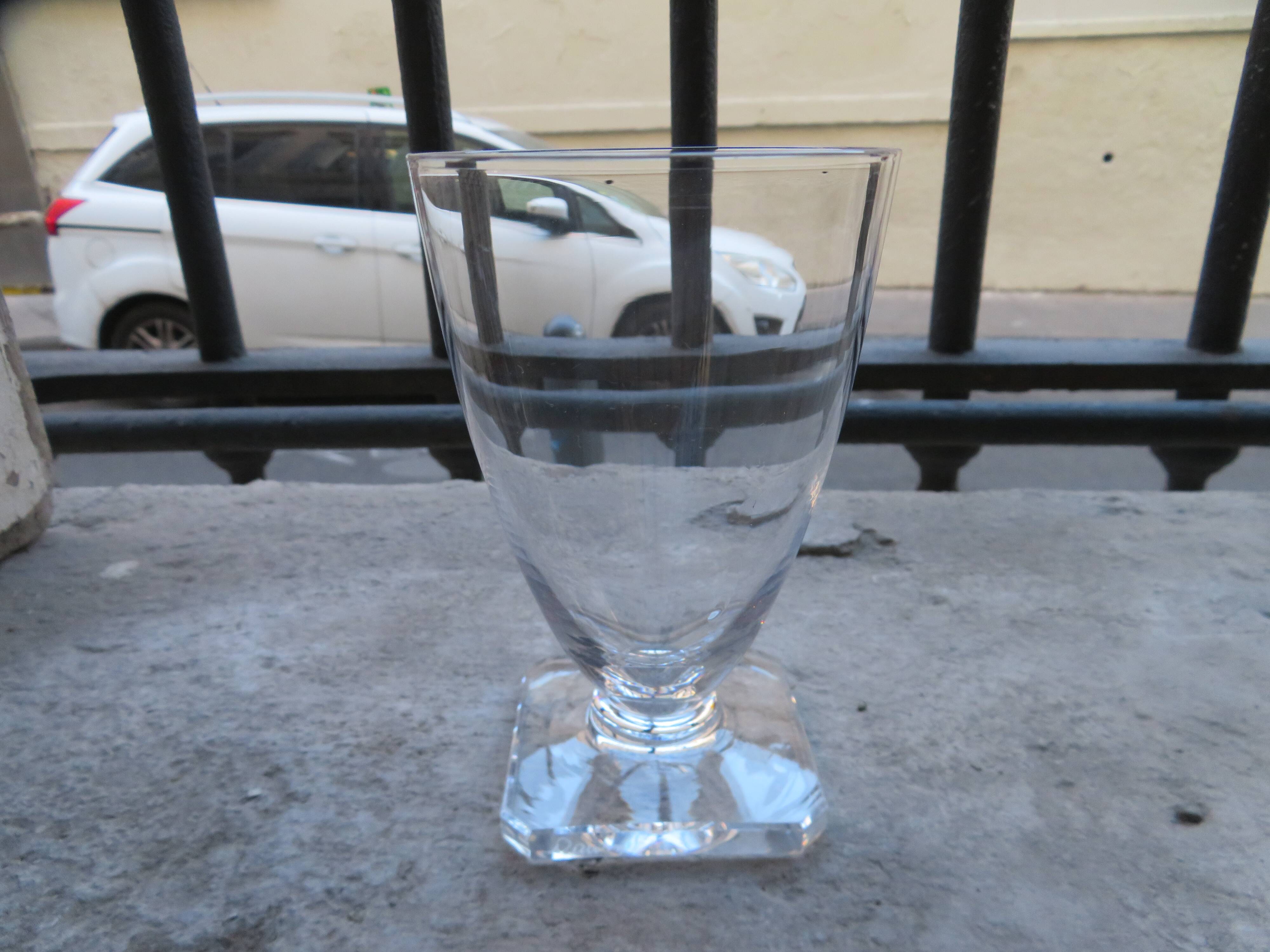 6 Daum crystal water glasses 22cl with square base h 11.6cm