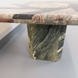 Vintage square marble coffee table with geometric patterns from the 70s