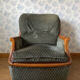 Set of 2 gray and green velvet armchairs