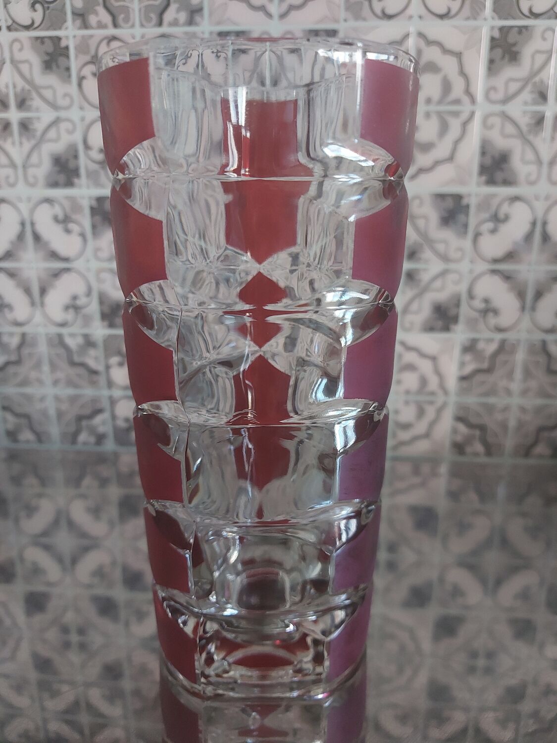Vintage vase, 1970s, chiseled facets