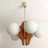 Vintage Chandelier with 5 Glass Globes from 1970s