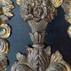 Pediment in blackened wood and 19th century embossed gilded metal foil