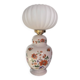 Lampe à poser vintage à fleurs globe plissé