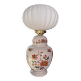 Lampe à poser vintage à fleurs globe plissé