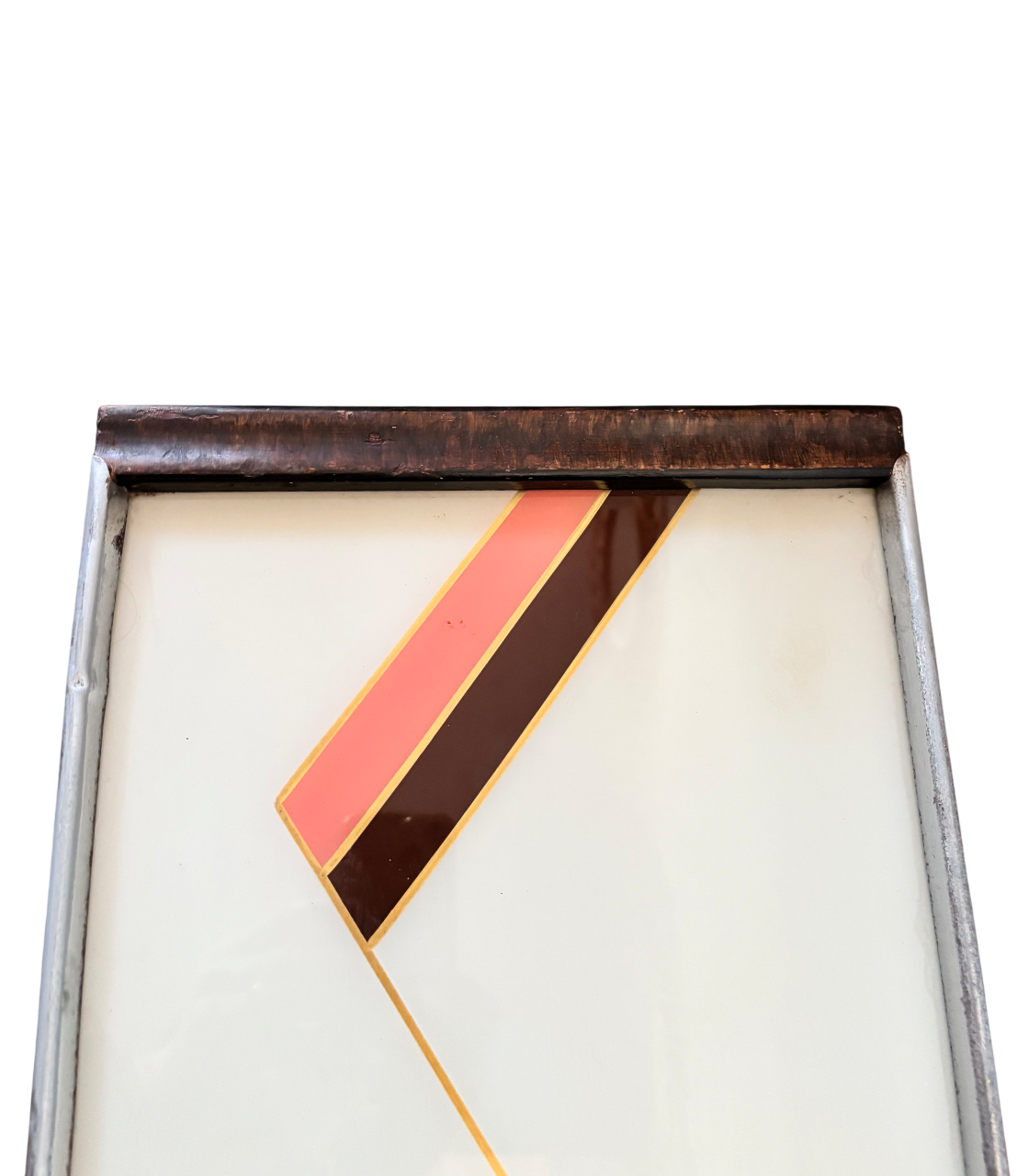 Art Deco wooden and painted glass plateau