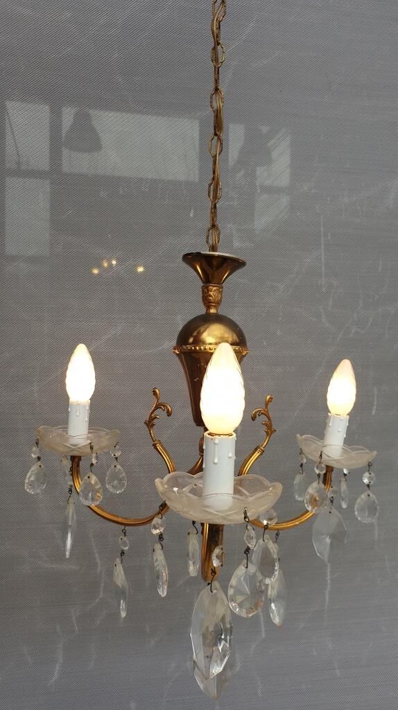 Lustre vintage à pampilles 3 bras de lumière