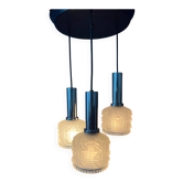 Suspension vintage en cascade en verre dépoli