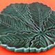 1960s vine leaf trivet glazed ceramic
