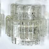 Vistosi manner, set of four large clear murano glass elements sconces. Italy 1970s