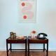 Pair of walnut bedside tables designed by Jacques Hauville for Roche Bobois.