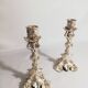Pair of candlesticks restored to silver leaf