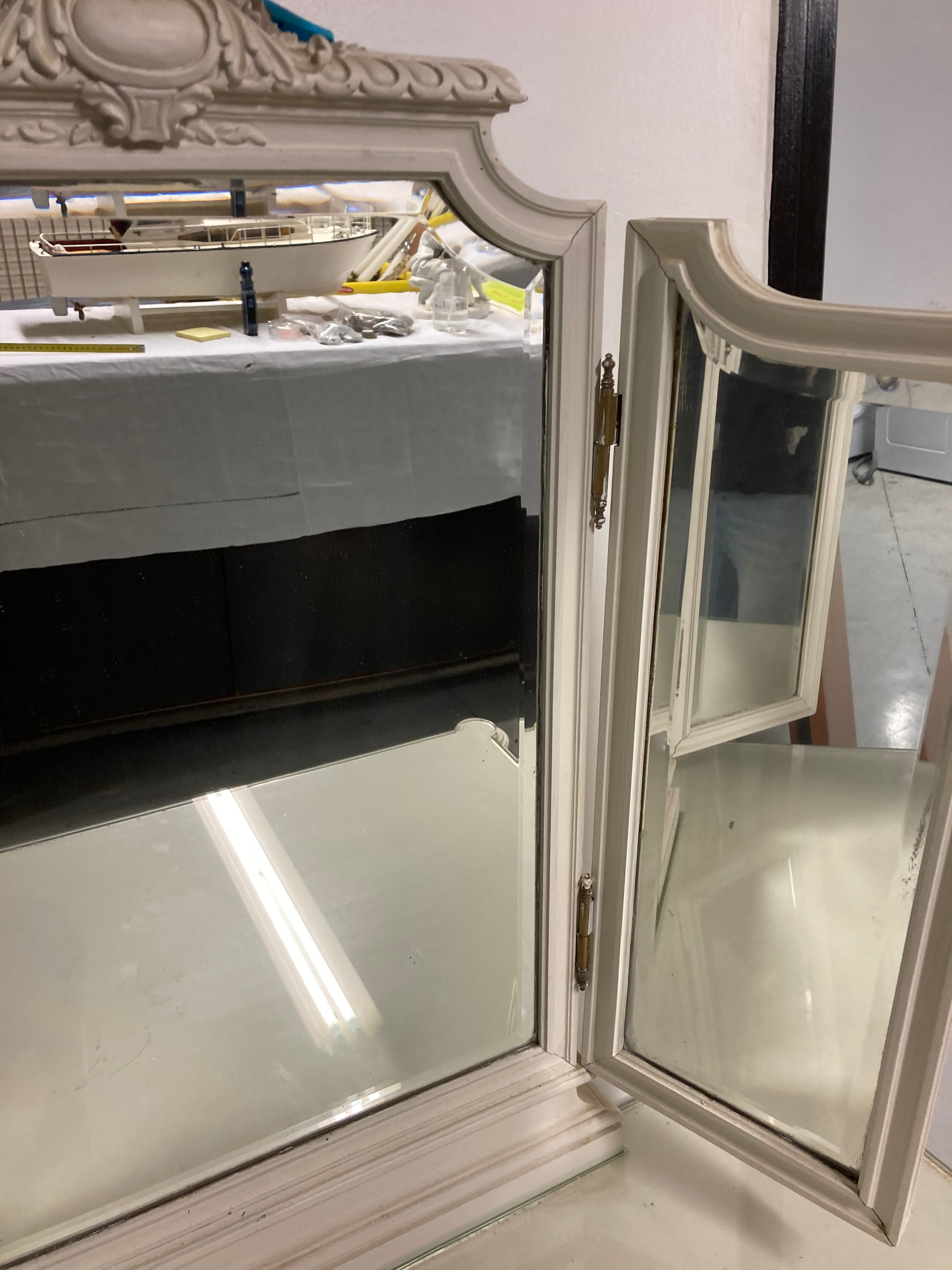 Dressing table mirror triptych debut XXth style Louis XVI