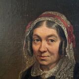 Portrait fin XIXe représentant une femme à la coiffe et à la dentelle