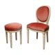 Chaise médaillon et tabouret velours style Louis XVI