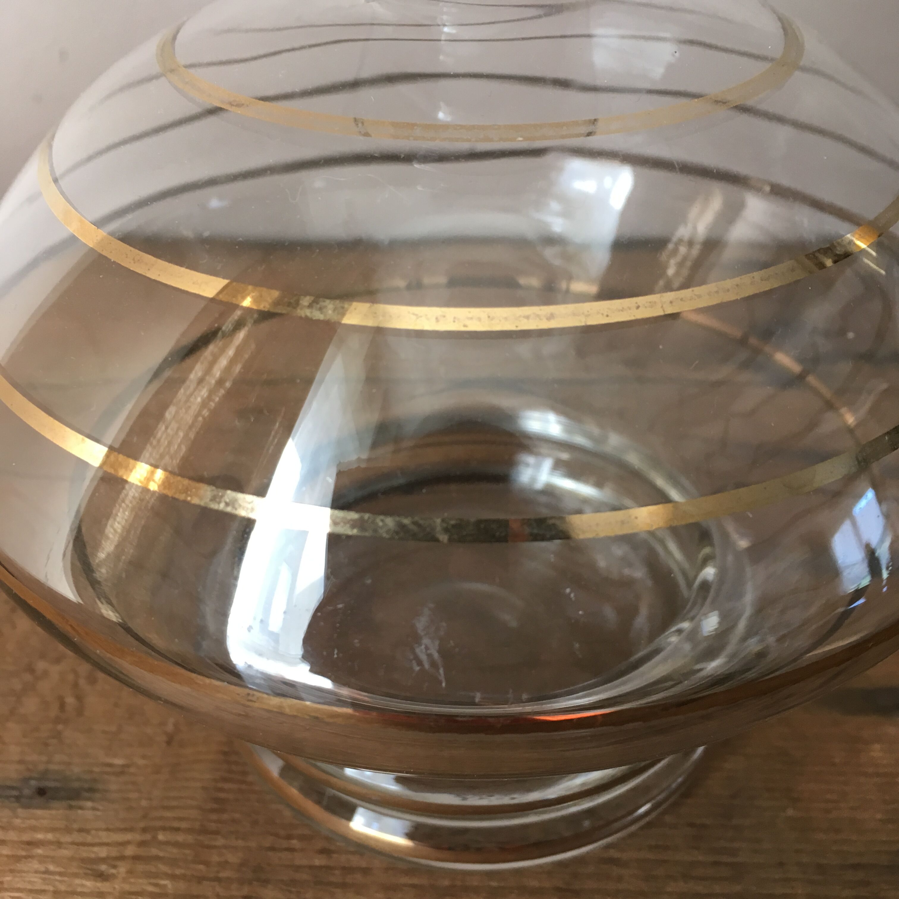 2 decanters with gold piping, 1960s