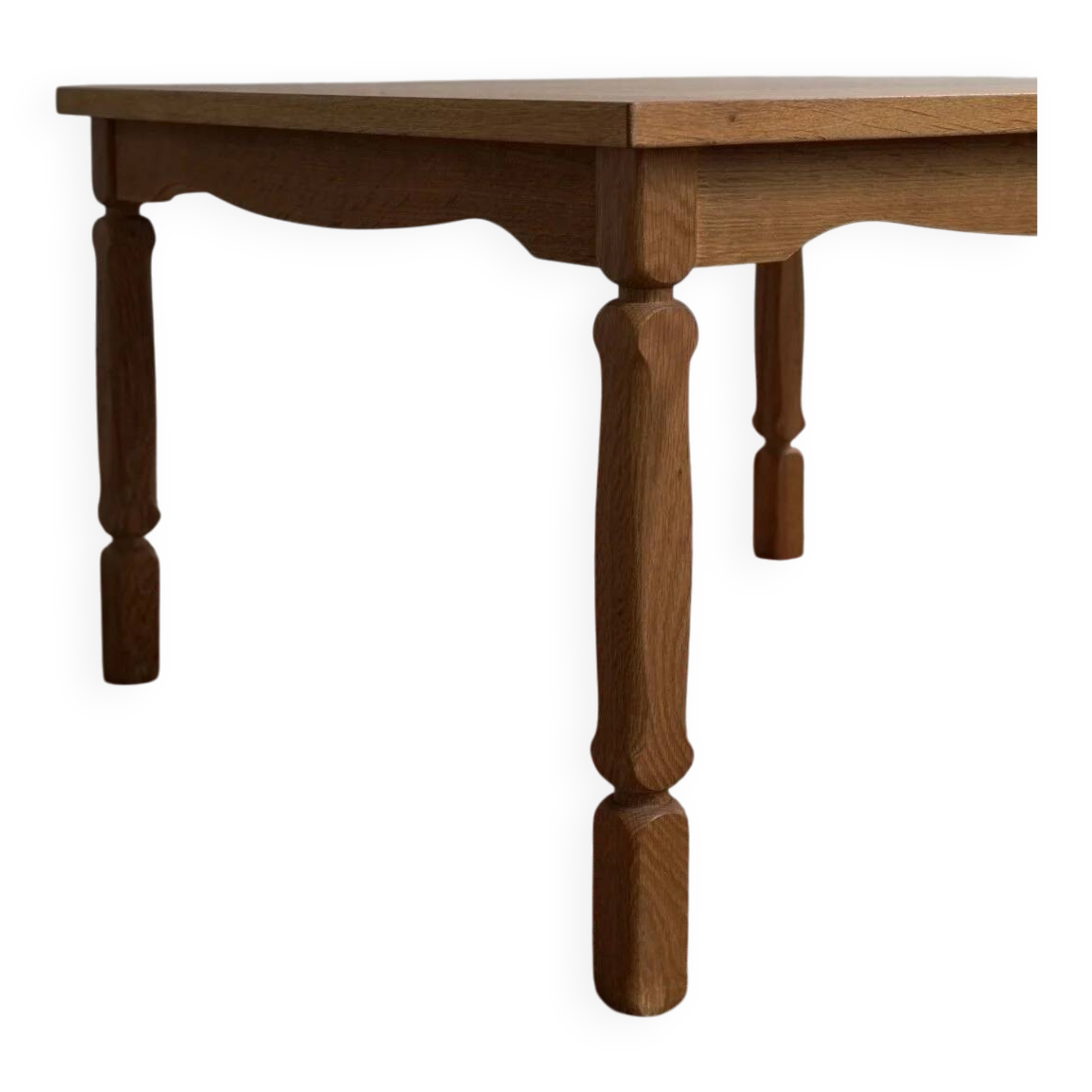 Carved oak square coffee table by Henning Kjaernulf | Denmark | 1950s