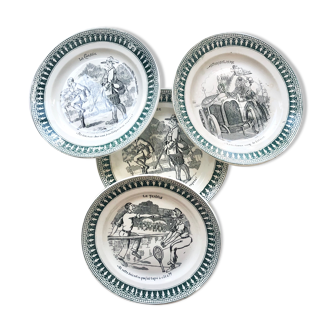 Saint Amand - Set of 4 French serving plates in earthenware
