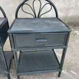 Wicker bedside pair