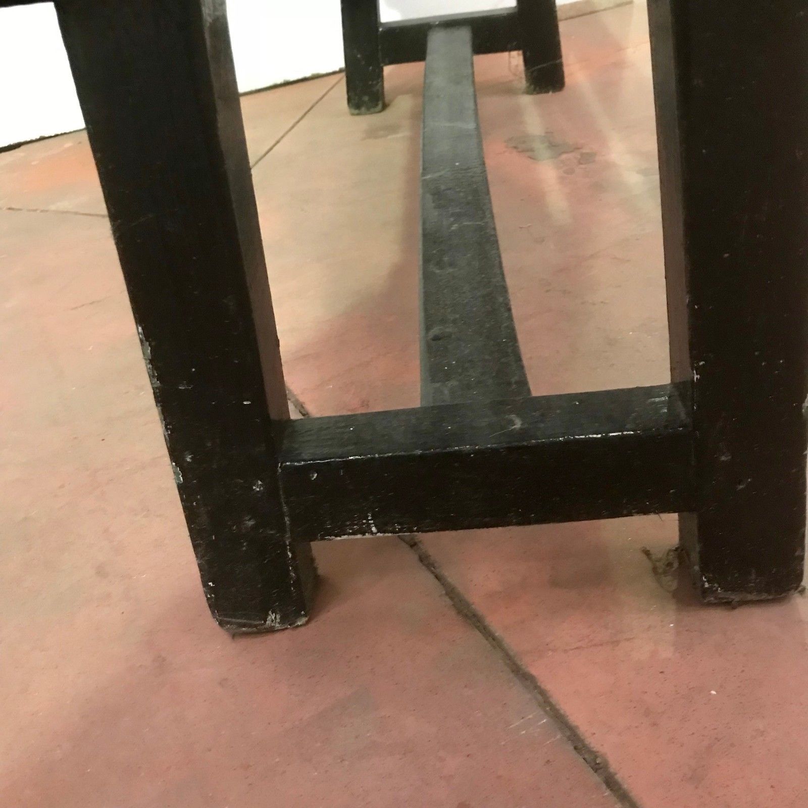 Patinated black minimalist bench