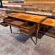 Louis XVI style desk - Walnut & Leather - 1970s