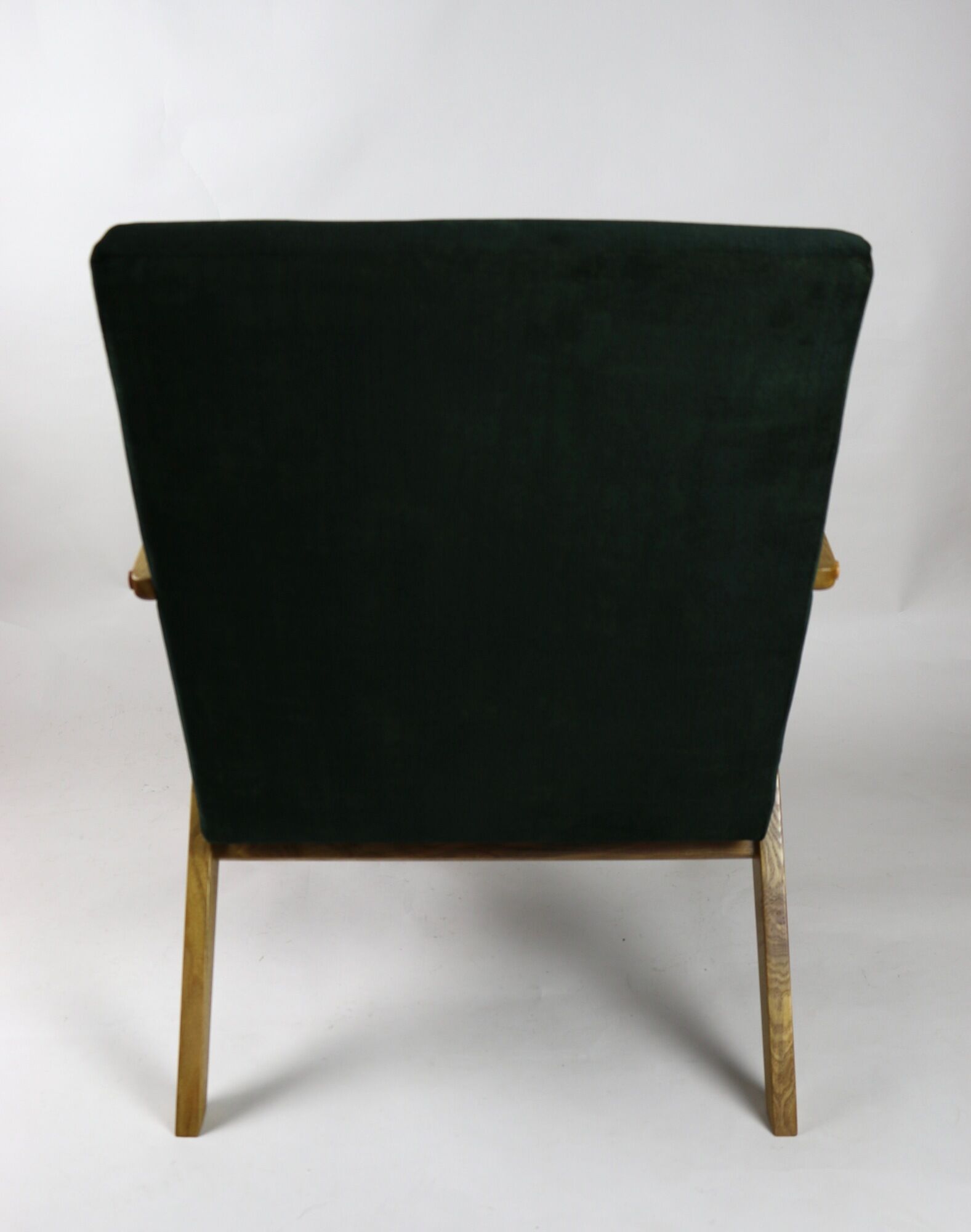 Fauteuil vintage velours verts Var B310 années 1970