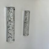 Paire d'appliques vintage en verre murano et métal chromé, Italie, 1960